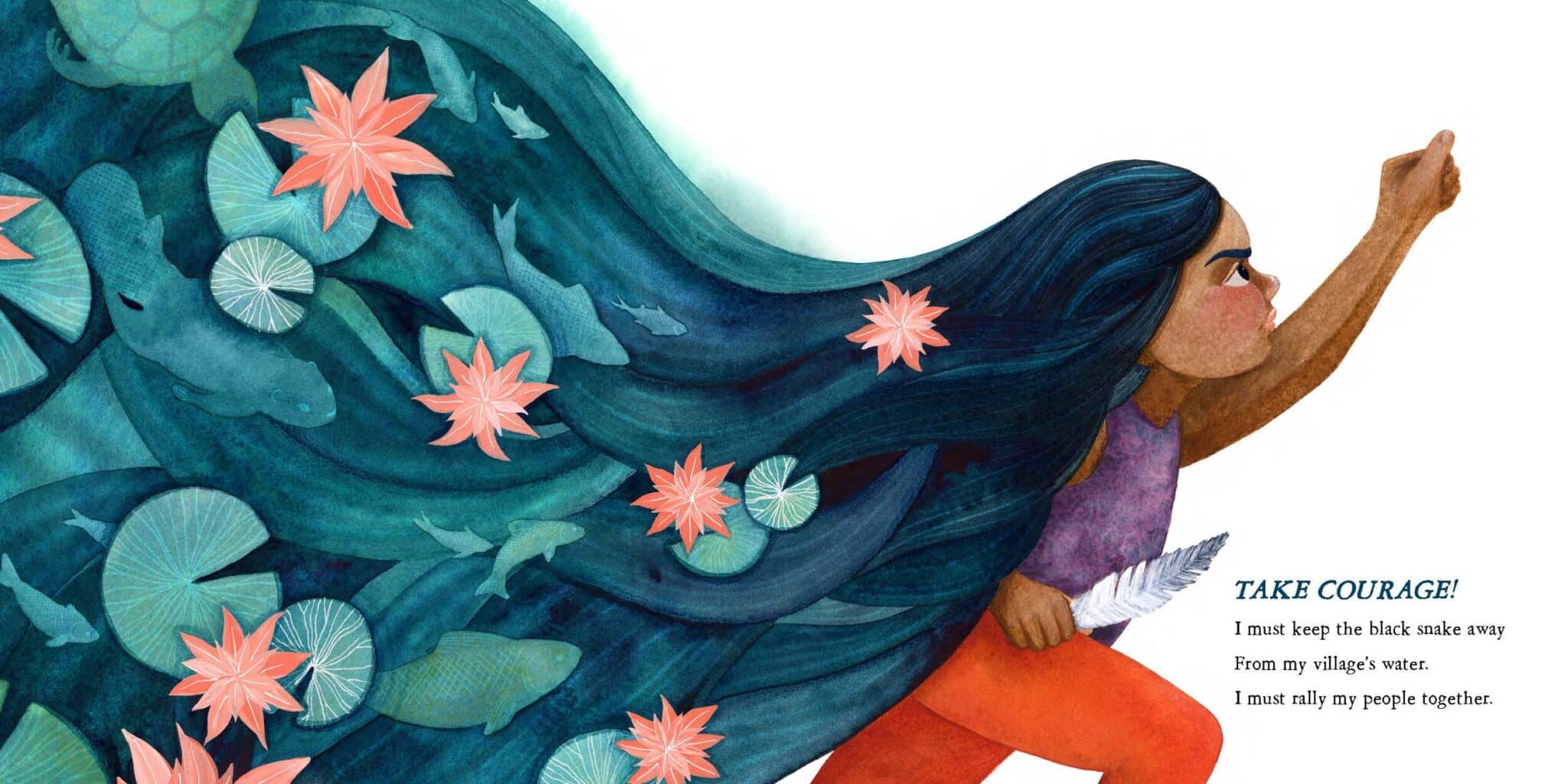 two-page spread from We Are Water Protector children's book.